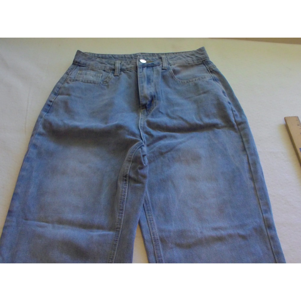 Light Wash Wide Leg Denim Jeans Blue Relaxed Fit Size M - Picture 7 of 7